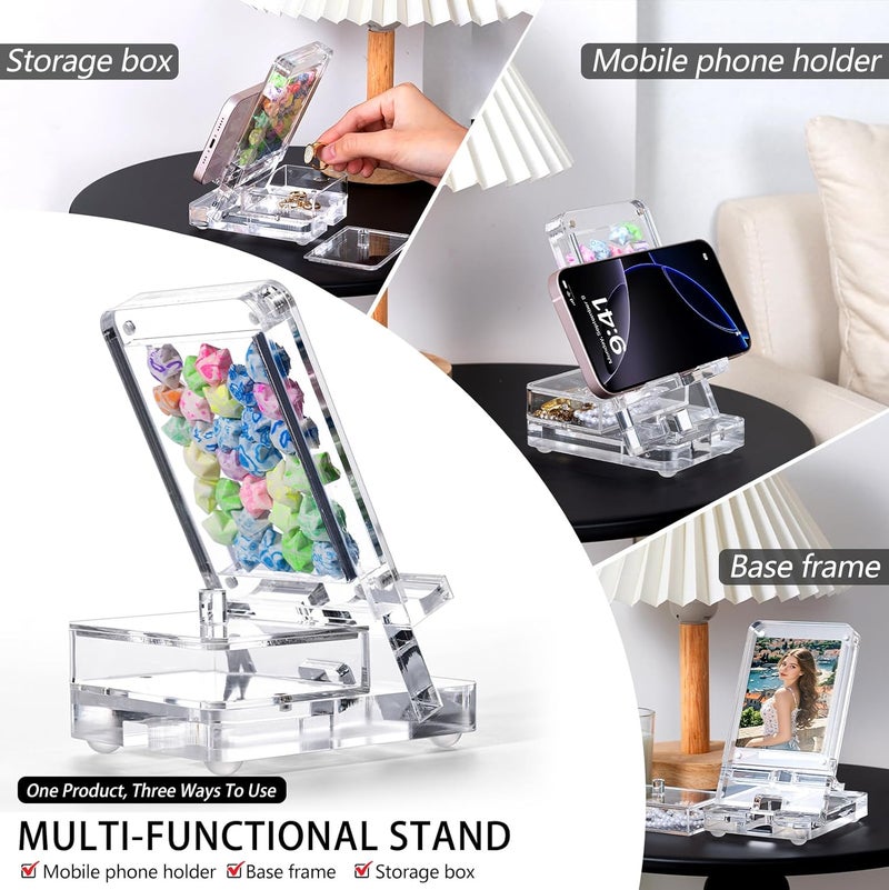 GDUSMCN Acrylic Phone Holder Firm，Phone Stand for Desk，Star Decorations and Not Easily Damaged，Office Accessories，Novel Design,Pink Black and Clear. (Clear) - Image 4